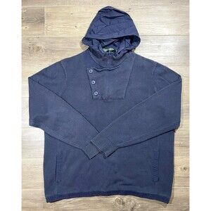Orvis Hoodie Mens Size XXL 2XL Blue 3-Button Sweatshirt Outdoor Fishing Pullover